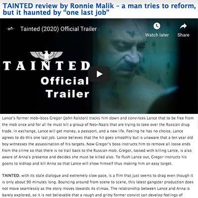 TAINTED review by Ronnie Malik – a man tries to reform, but it haunted by “one last job”